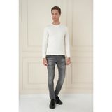 Efor Erkek Slim Fit Yünlü Ekru Kırık Beyaz Triko Kazak TR 875