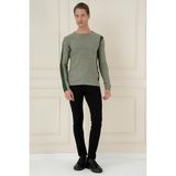 Efor Erkek Slim Fit Yünlü Haki Yeşil Triko Kazak TR 871 - XL