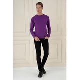 Efor Erkek Slim Fit Yünlü Mor Triko Kazak TR 875 - 2XL