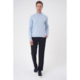 Efor Erkek Slim Fit Yünlü Yarım Balıkçı Yaka Mavi Triko Kazak TR 876 - XL
