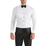 Efor Gk 361 Slim Fit Duble Manşet Önü Piliseli Ata Yaka Beyaz Damatlık Smokin Gömlek