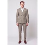 Efor Slim Fit %96 Yünlü Çift Yırtmaç Çizgili Bej Kruvaze Takım Elbise Tk 954 - 6 Drop - 52
