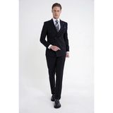 Efor Slim Fit Çift Yırtmaç %95 Pamuk Lacivert Çizgili Kruvaze Takım Elbise Tk 945 - 6 Drop - 54