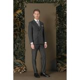 Efor Slim Fit Çift Yırtmaç Çizgili Füme Kruvaze Takım Elbise TK 884 - 44 - 6 Drop