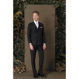 Efor Slim Fit Çift Yırtmaç Çizgili Siyah Kruvaze Takım Elbise TK 884 - 46 - 6 Drop