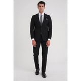 Efor Slim Fit Çift Yırtmaç Esnek Düz Siyah Takım Elbise Tk 917 - 6 Drop - 46