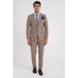 Efor Slim Fit Çift Yırtmaç Esnek Yün Vizon Takım Elbise Tk 918 - 6 Drop - 58