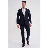 Efor Slim Fit Çift Yırtmaç Gofre Kumaş Esnek Lacivert Spor Takım Elbise Tk 940 - 6 Drop - 44