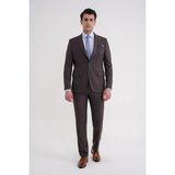 Efor Slim Fit Çift Yırtmaç Sivri Yaka Esnek Kahverengi Klasik Takım Elbise Tk 939 - 6 Drop - 60