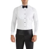 Efor Slim Fit Duble Manşet Önü Piliseli Ata Yaka Beyaz Damatlık Smokin Gömlek Gk 361 - XL