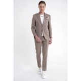 Efor Slim Fit Mono Yaka %97 Tencel Kumaş Çift Yırtmaç Esnek Bej Takım Elbise Tk 941 - 6 Drop - 46