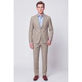 Efor Slim Fit Mono Yaka Çift Yırtmaç Koyu Bej Keten Takım Elbise Tk 952 - 6 Drop