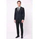 Efor Slim Fit Mono Yaka Çift Yırtmaç Yünlü Siyah Takım Elbise Tk 949 - 6 Drop - 46