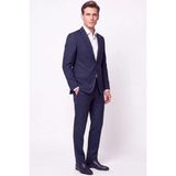 Efor Slim Fit Mono Yaka Esnek Yünlü Lacivert Çizgili Takım Elbise Tk 942 - 6 Drop - 48