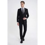 Efor Slim Fit Mono Yaka Esnek Yünlü Siyah Çizgili Takım Elbise Tk 942 - 6 Drop - 62