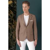 Efor Slim Fit Mono Yaka Yünlü Buklet Dokuma Bej Ceket C 660