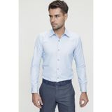 Efor Slim Fit Pamuk Saten Klasik Mavi Gömlek Gk 624
