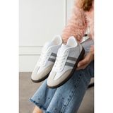 Eformoda Beyaz Gri Unisex Kadın Erkek Şeritli Rahat Taban Günlük Sneaker Spor Ayakkabı SM03 - Beyaz Grı