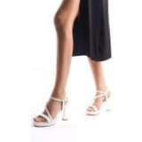 Eformoda Beyaz Kadını Çapraz Tek Bantlı Topuklu Ayakkabı Drk026 38