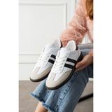 Eformoda Beyaz Siyah Unisex Kadın Erkek Şeritli Rahat Taban Günlük Sneaker Spor Ayakkabı SM03 - Beyaz - Siyah