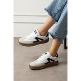 Eformoda Beyaz Siyah Unisex Kadın Günlük Kullanıma Uygun Sneaker Yumuşak Tabanlı Spor Ayakkabı 501A - Beyaz - Siyah