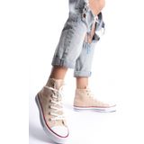 Eformoda Krem Kadın Uzun Keten Spor Ayakkabı Günlük Sneakers Cnv6 38