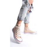 Eformoda Krem Kadın Uzun Keten Spor Ayakkabı Günlük Sneakers Cnv6 40