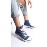 Eformoda Mavi Kadın Uzun Keten Spor Ayakkabı Günlük Sneakers Cnv6 38