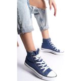 Eformoda Mavi Kadın Uzun Keten Spor Ayakkabı Günlük Sneakers Cnv6 39