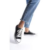 Eformoda Siyah Beyaz Kadın Kısa Keten Spor Ayakkabı Günlük Sneakers Cnv7 40