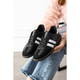 Eformoda Siyah Beyaz Unisex Kadın Erkek Şeritli Rahat Taban Günlük Sneaker Spor Ayakkabı SM03