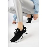 Eformoda Siyah Beyaz Unisex Triko Sneaker Düz Taban Konforlu Ayakkabı 4555 Modeli - Siyah - Beyaz