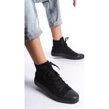 Eformoda Siyah Kadın Uzun Keten Spor Ayakkabı Günlük Sneakers Cnv6 - 39