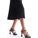 Eformoda Siyah Kadını Çapraz Tek Bantlı Topuklu Ayakkabı Drk026 36