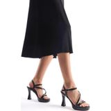Eformoda Siyah Kadını Çapraz Tek Bantlı Topuklu Ayakkabı Drk026 38