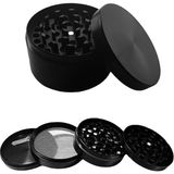 Efotech Grınder Parçalayıcı Metal Baharat Öğütücü Herb Spice 4 Katmanlı 40MM / 50MM / 63MM (Sıyah, 75MM) - Çok Renkli - Standart