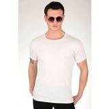 efraim giyim Erkek Beyaz Slim Fit Bisiklet Yaka Tişört