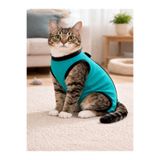 EFSANE PET Ameliyat Sonrası Koruyucu Kedi Köpek Tulumu, Kolsuz, Sırttan Cırtlı, Enjeksiyon Bölümlü Giysi