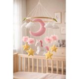 EFSBABY Bebek Beşik Dönencesi Unicorn Pembe Beşik Süsü Bebek Odası