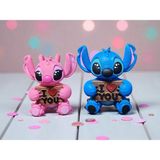 Efser Atölye Stitch ve Angel I Love You Dekor Figür Oyuncak - STİTCH VE ANGEL