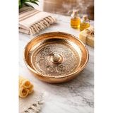 Efsoon Organics 3 Adet Bakır Hamam Tası - El Yapımı İşleme – Klasik Ve Şık Tasarım