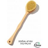 Efsoon Organics Ahşap Saplı Tek Parça At Kılı Masaj Fırçası Selülit Vücut Fırçası Ovmalı Sıkılaştırma Etkisi 43 cm
