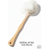 Efsoon Organics At Kılı Duş Fırçası Yumuşak Kıllı Lif Etkisi Tek Parça Selülit Fırçası Saplı Cilt Bakımı Peeling