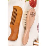 Efsoon Organics Bebek Saç Fırçası Ve Tarak Seti Yeni Doğanlar Küçük Çocuklar Doğal Keçi Kılı Fırça