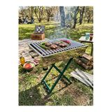 Efsoon Organics Krom Sac Yağ Oluklu Katlanır Ayaklı Mangal