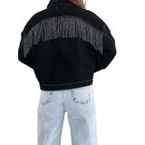 efstyle SİYAH SİM PÜSKÜLLÜ KOT CEKET