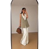 EFSUN MODA KADIN GARNİLİ YELEK PALAZZO PANTOLON TAKIM UZUN YELEK TESETTÜR UYGUN