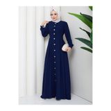 EFSUN MODA KADIN GOLD DÜĞMELİ KREP ELBİSE TESETTÜR