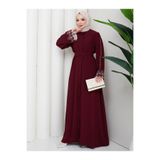 EFSUN MODA KADIN KOLU NAKİŞLİ ABAYA TESETTÜR GIYIM KADIN FERACE ELBISE
