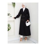 EFSUN MODA KADIN KRUVAZE YAKA DENİM TRENÇKOT UZUN 125 CM KOT KUMAŞ